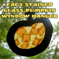 Faux Stained Glass Pumpkin Window Hanger