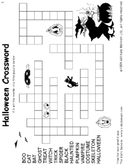 a Halloween-themed crossword puzzle, hard