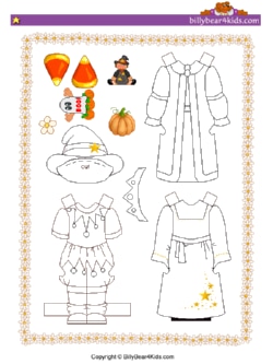 a Halloween-themed paper doll