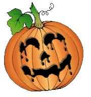 a blinking jack-o-lantern with a dripping, smiling face